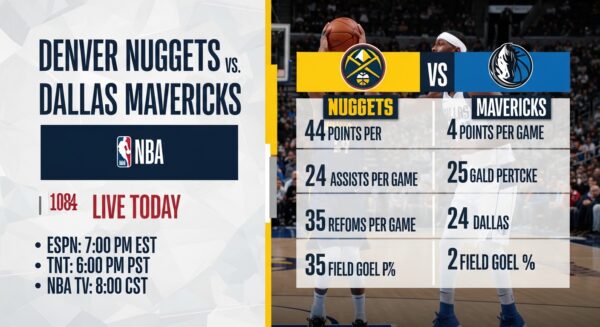 Basquete ao Vivo: Onde Assistir Denver Nuggets x Dallas Mavericks na NBA Hoje com Horários e Análise Estatística das Equipes
