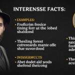 Retrato de um homem com barba e chapéu, ao lado de uma lista de fatos interessantes.